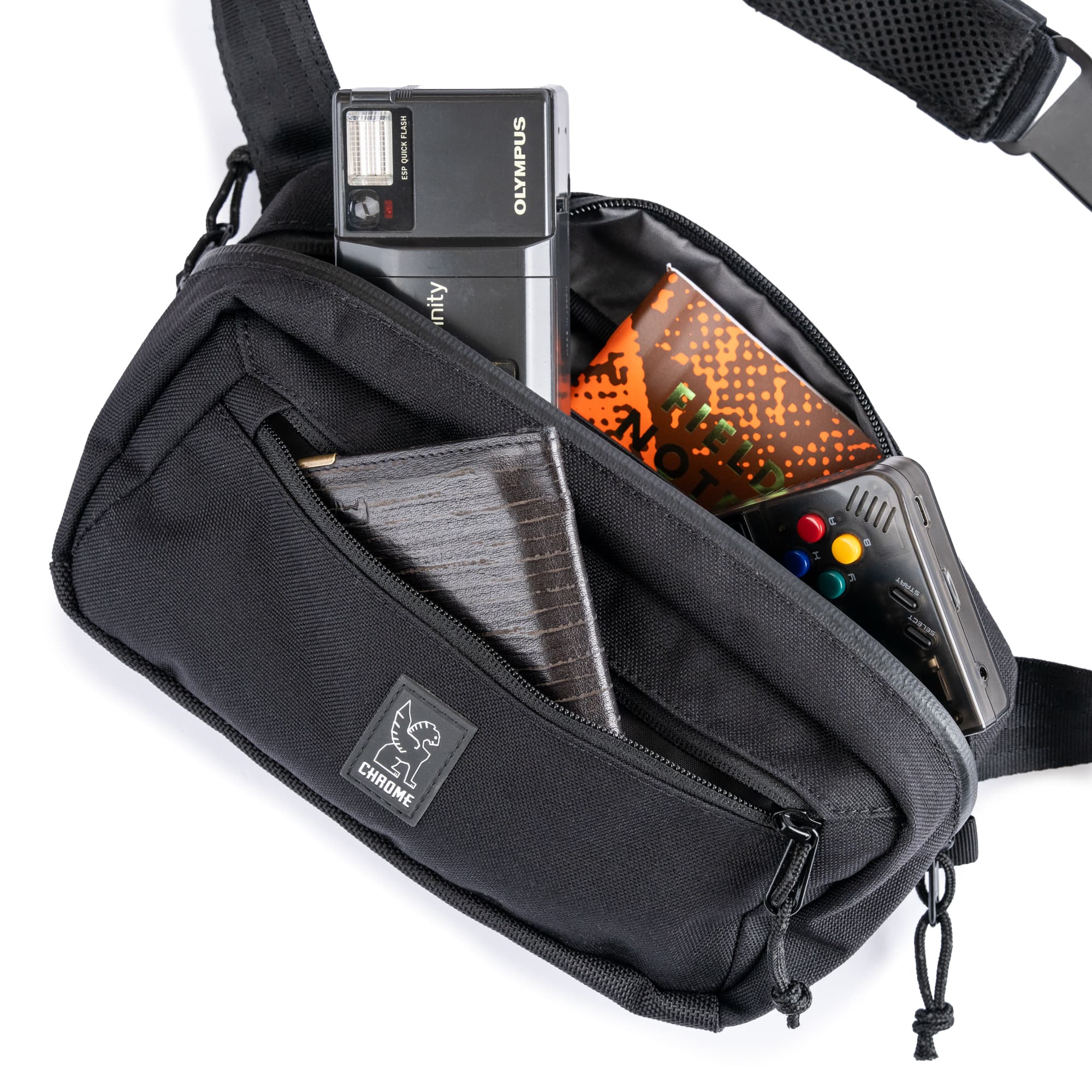 Chrome Industries Micro Kadet Sling Bag 3L in Black — angle view 9 # color_Black