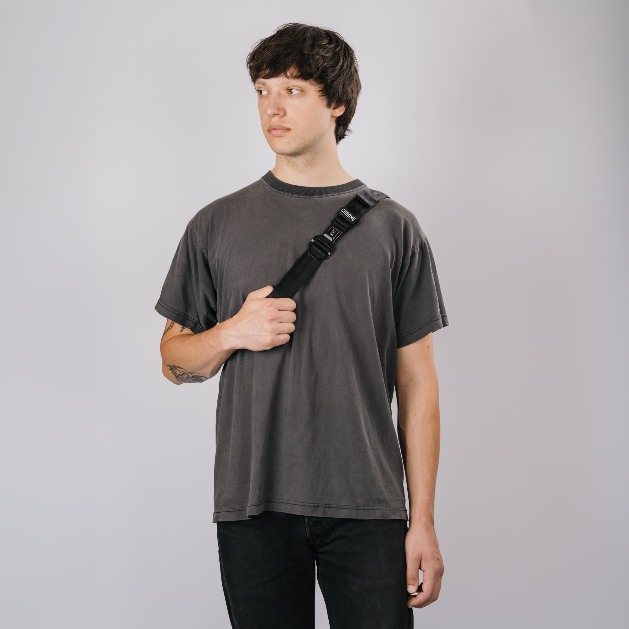Chrome Industries Micro Kadet Sling Bag 3L in Black — angle view 5 # color_Black