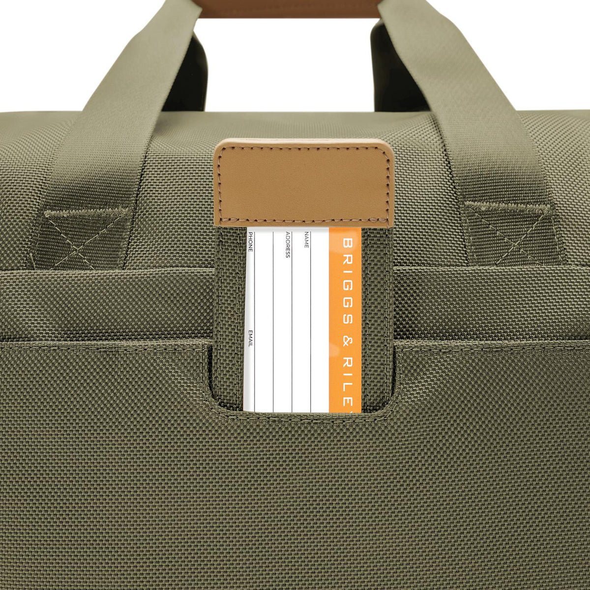 Briggs & Riley Baseline Underseat Duffle in Olive — detail view