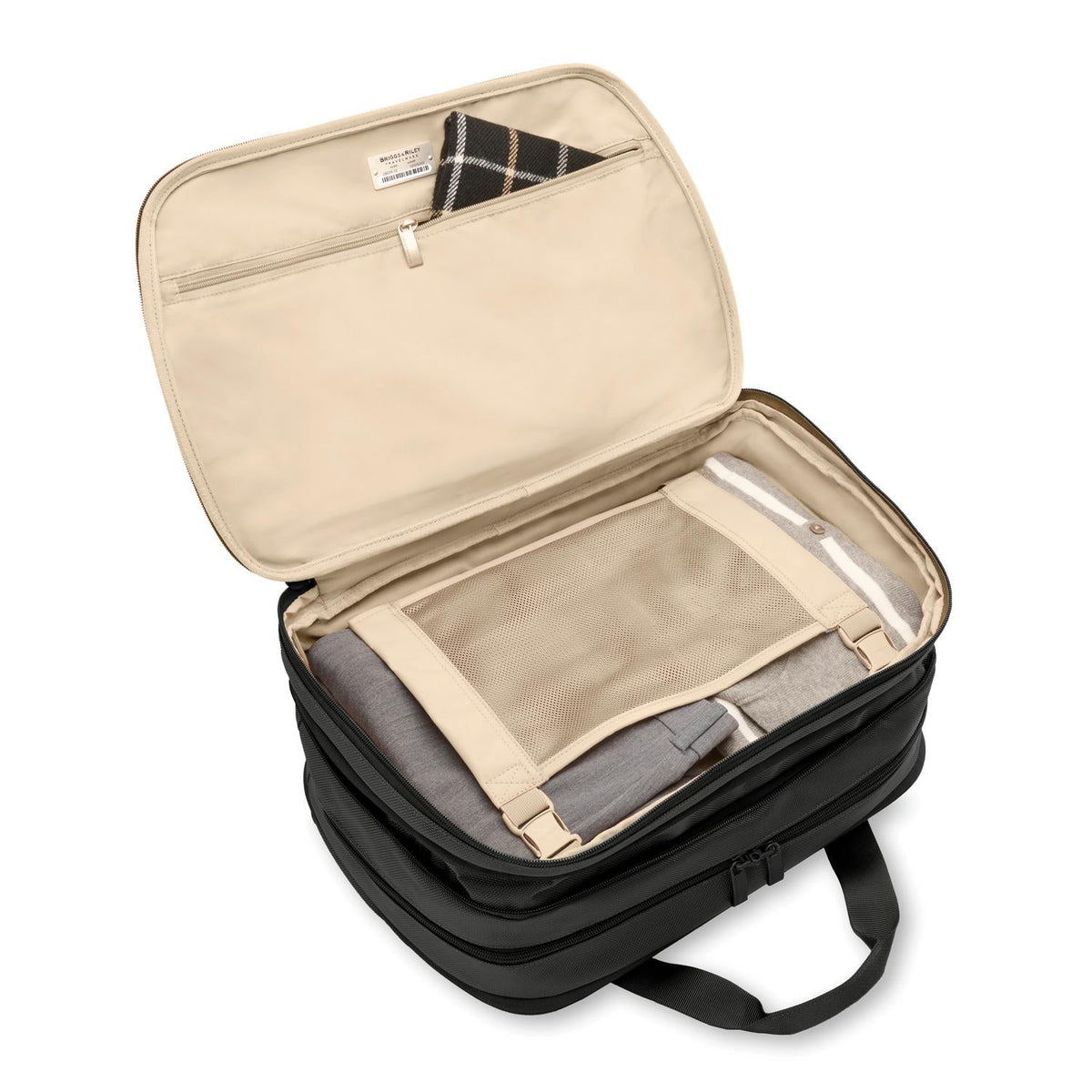 Briggs & Riley Baseline Expandable Cabin Bag in Black — interior view