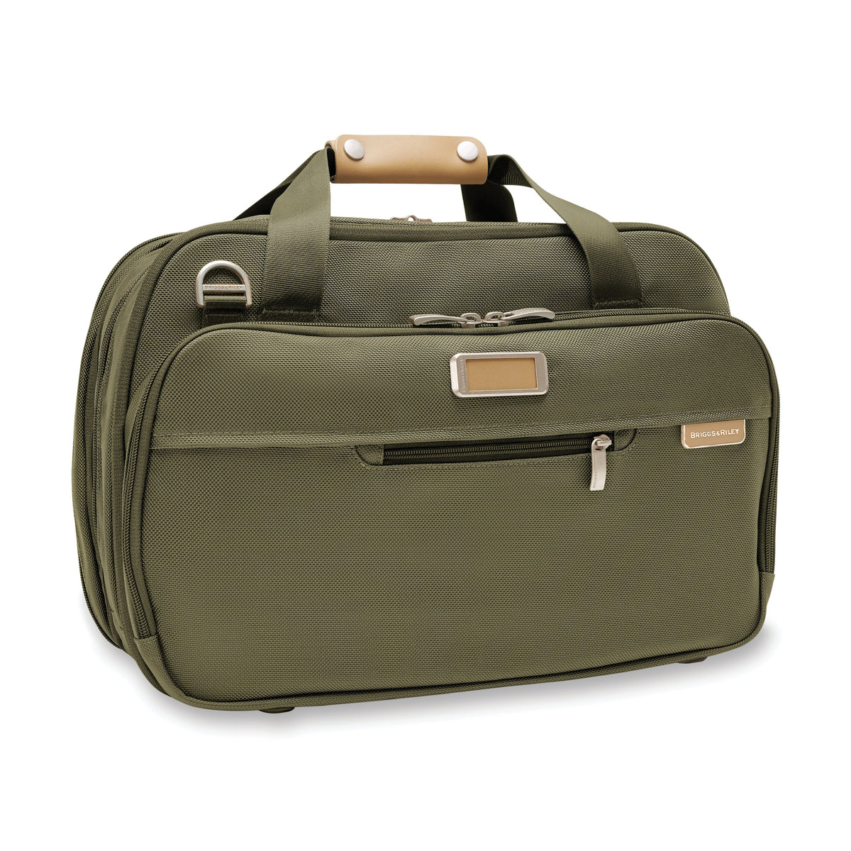 Briggs & Riley Baseline Expandable Cabin Bag in Olive — front view (expanded)