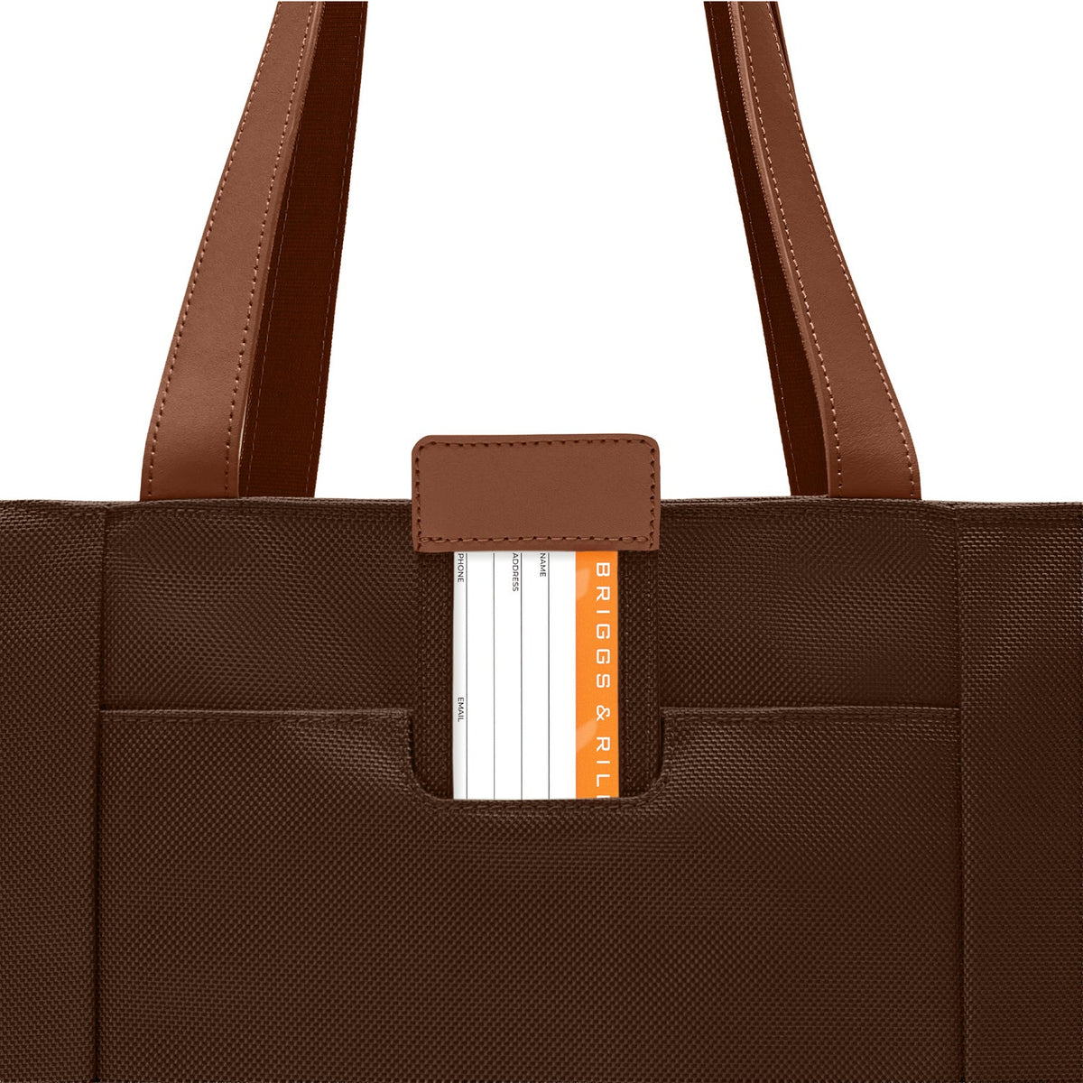 Briggs & Riley Baseline Traveler Tote in Chocolate — detail view