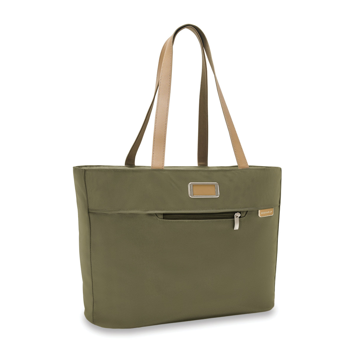 Briggs & Riley Baseline Traveler Tote in Olive — angle view