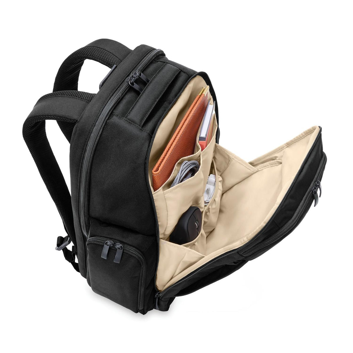 Briggs & Riley Baseline Traveler Backpack in Black — detail view
