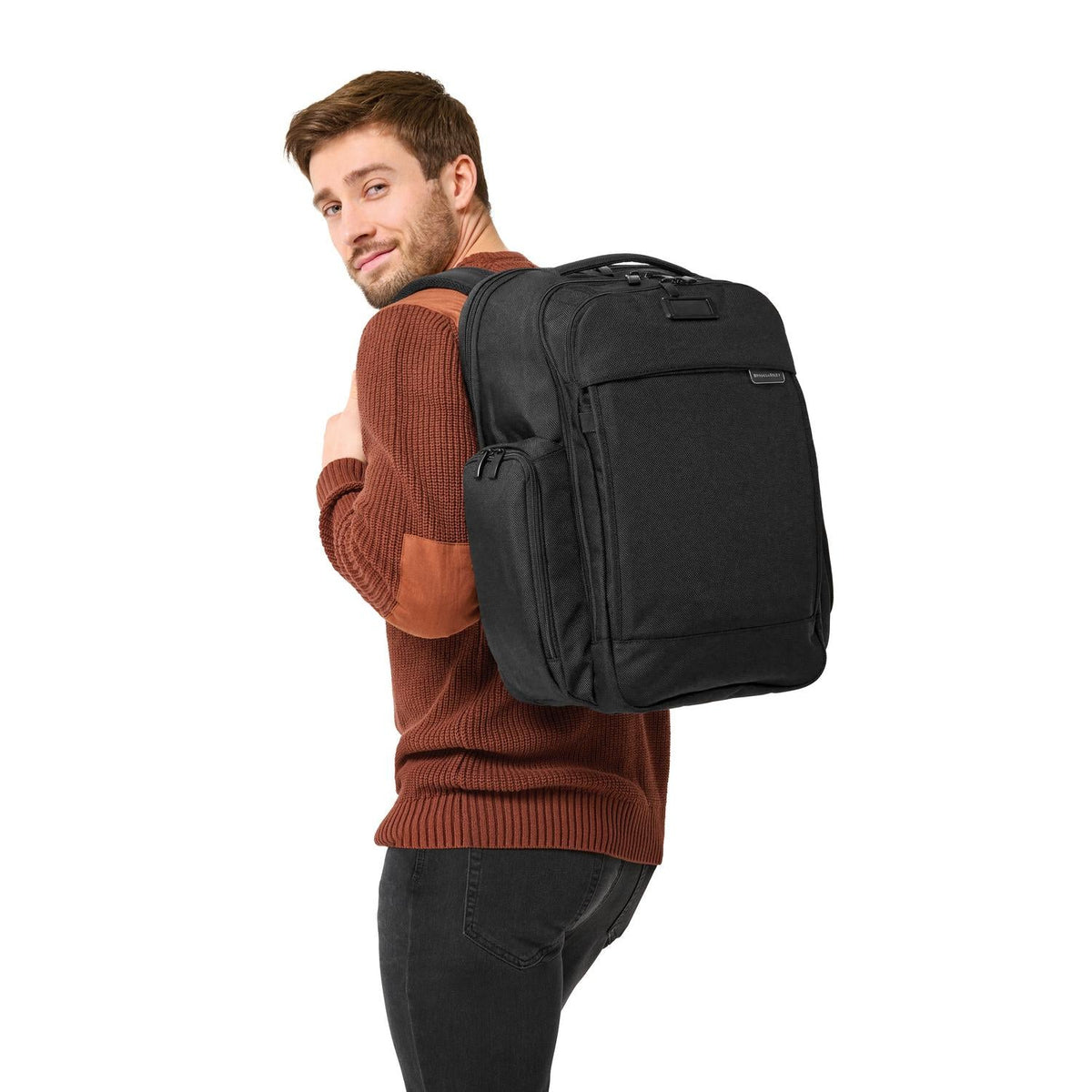 Briggs & Riley Baseline Traveler Backpack in Black — lifestyle 2