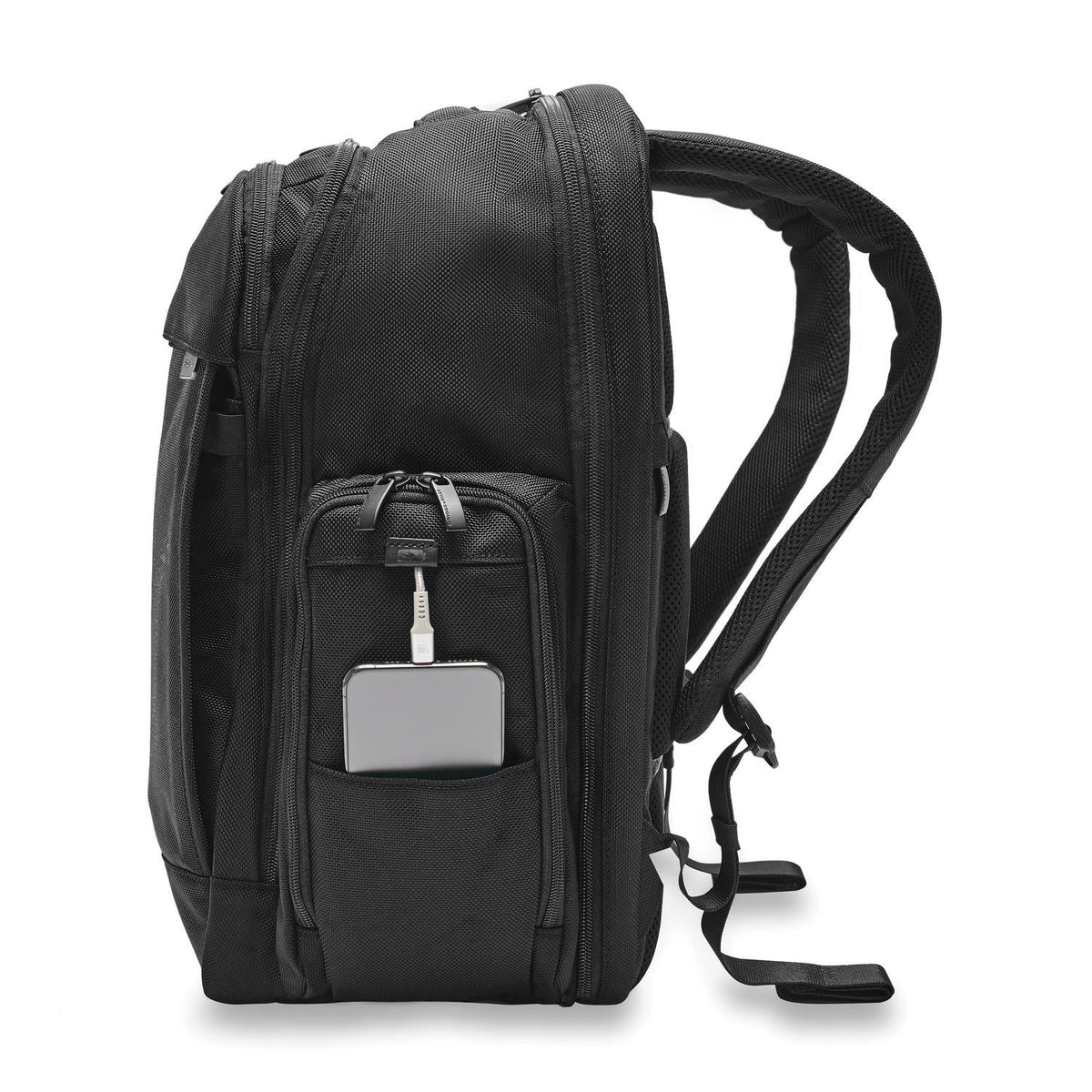 Briggs & Riley Baseline Traveler Backpack in Black — angle view 3
