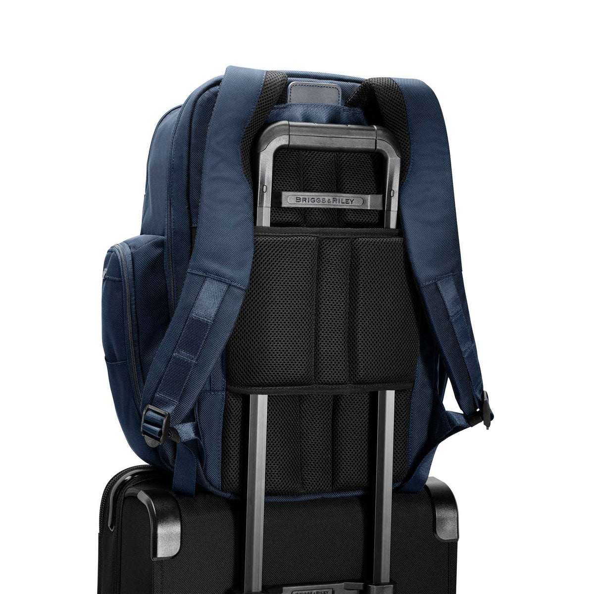 Briggs & Riley Baseline Traveler Backpack in Navy — back view