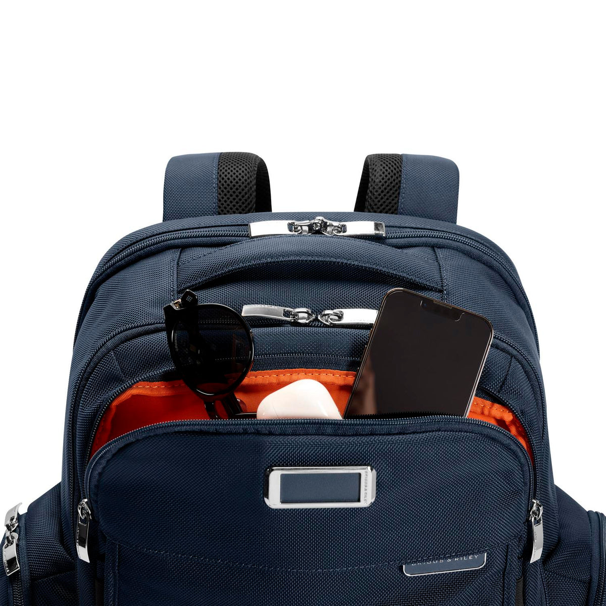 Briggs & Riley Baseline Traveler Backpack in Navy — detail view 5