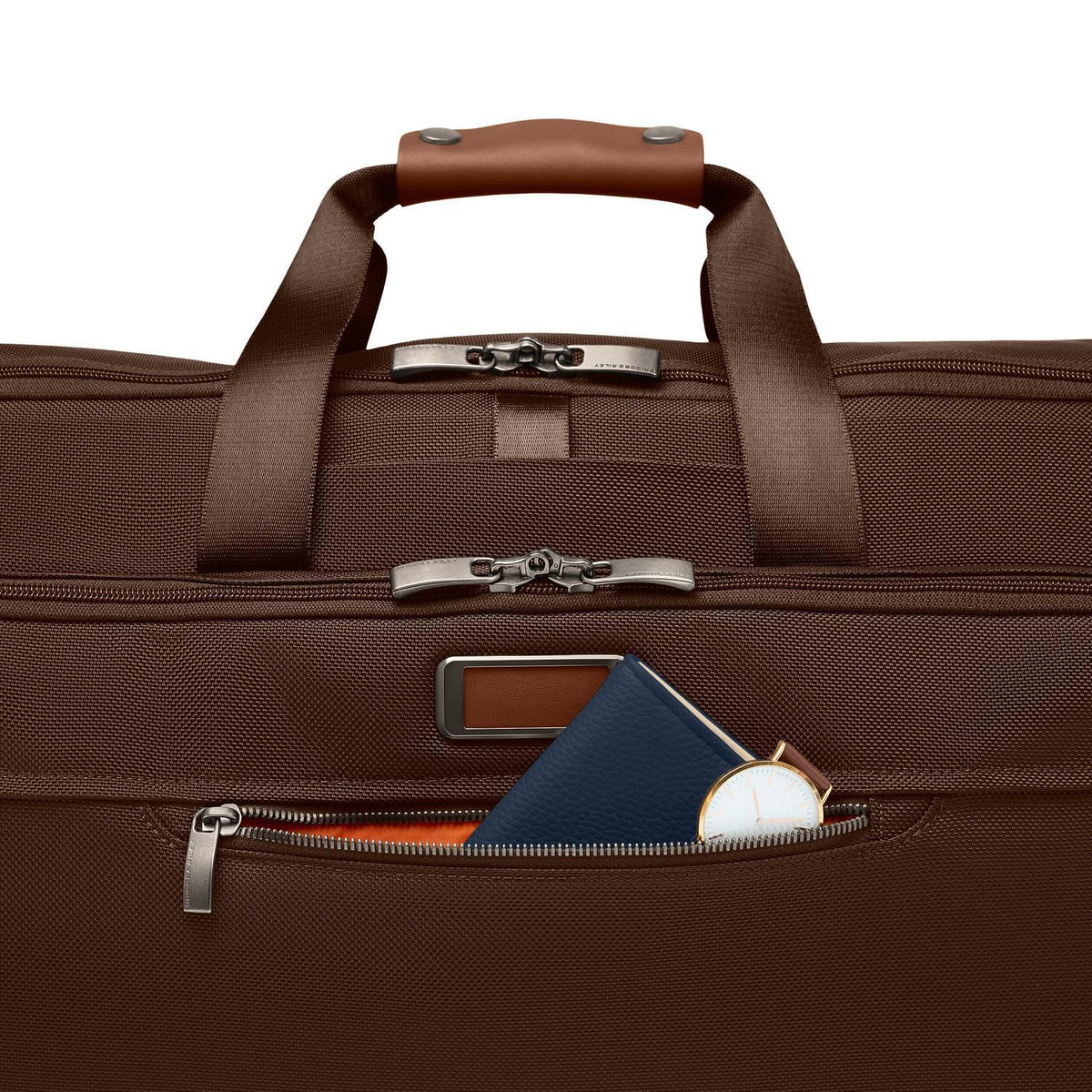 Briggs & Riley Baseline Garment Duffle in Chocolate — detail view 5