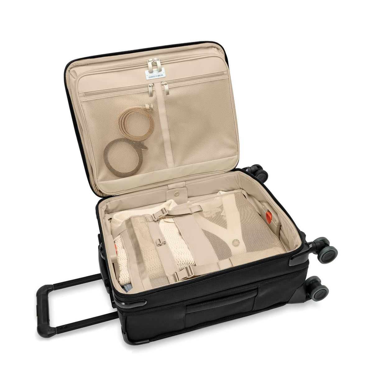 Briggs & Riley Baseline Global 21" Carry-On Expandable Spinner in Black — interior view 3