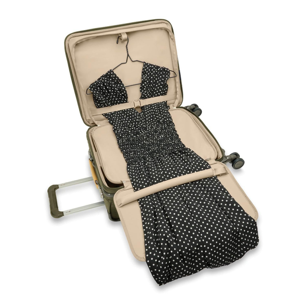 Briggs & Riley Baseline Global 21" Carry-On Expandable Spinner in Olive — interior view 5