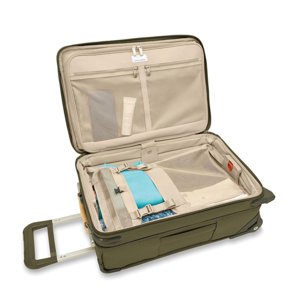 Briggs & Riley Baseline Essential 22" 2-Wheel Expandable Carry-On in Olive — interior view 5