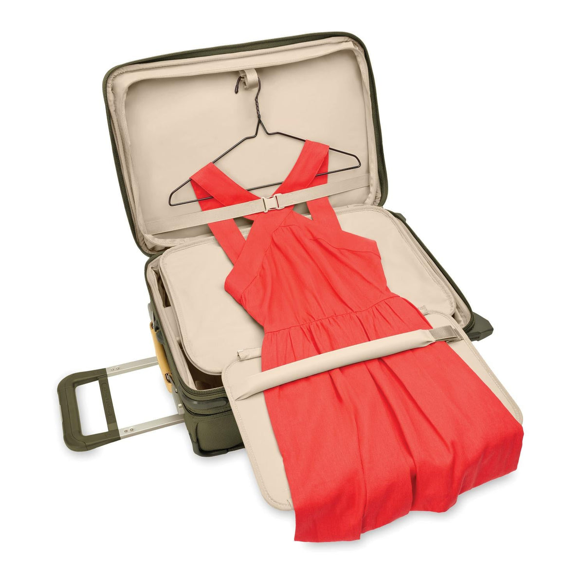Briggs & Riley Baseline Essential 22" 2-Wheel Expandable Carry-On in Olive — interior view 2