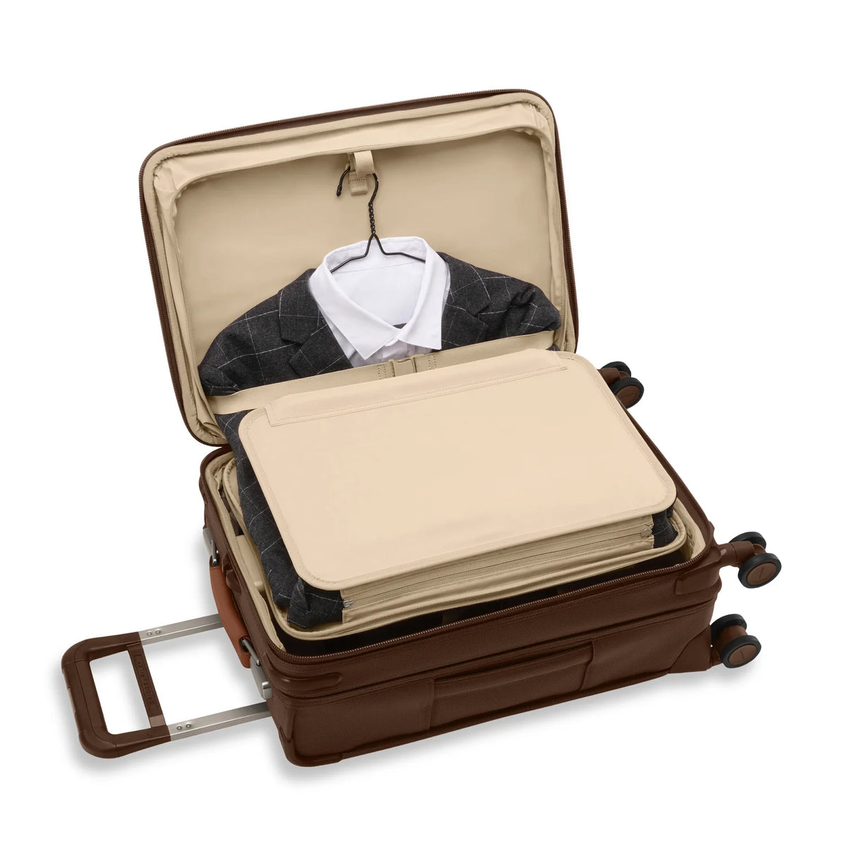 Briggs & Riley Baseline Essential 22" Carry-On Expandable Spinner in Chocolate — interior view 2