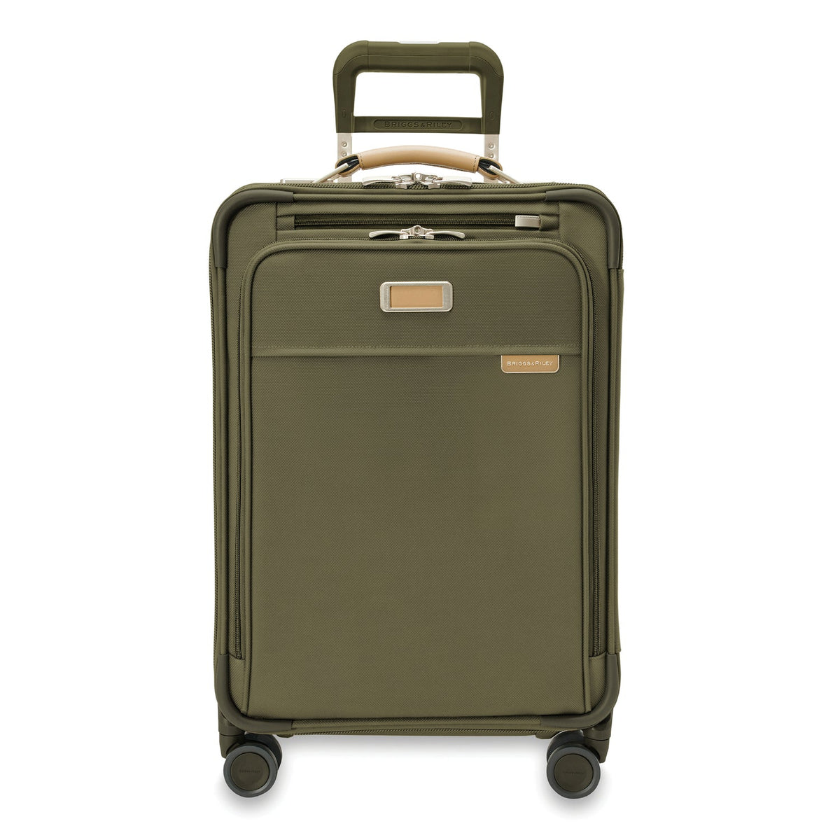 Briggs & Riley Baseline Essential 22" Carry-On Expandable Spinner in Olive — front view