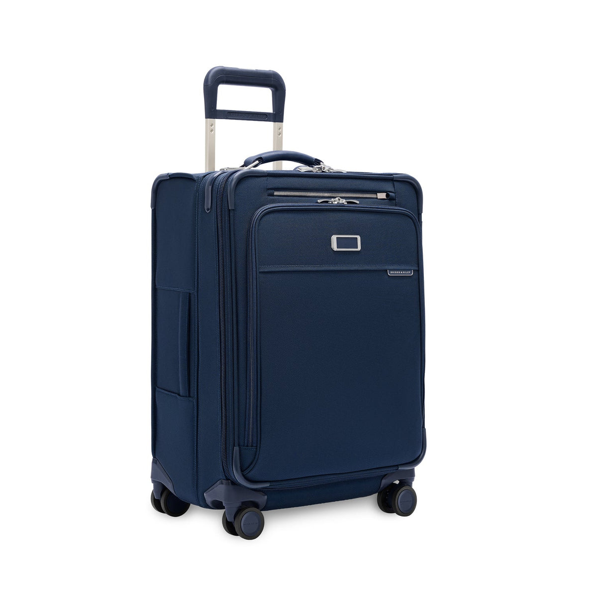 Briggs & Riley Baseline Compact Checked Expandable Spinner in Navy — angle view 2