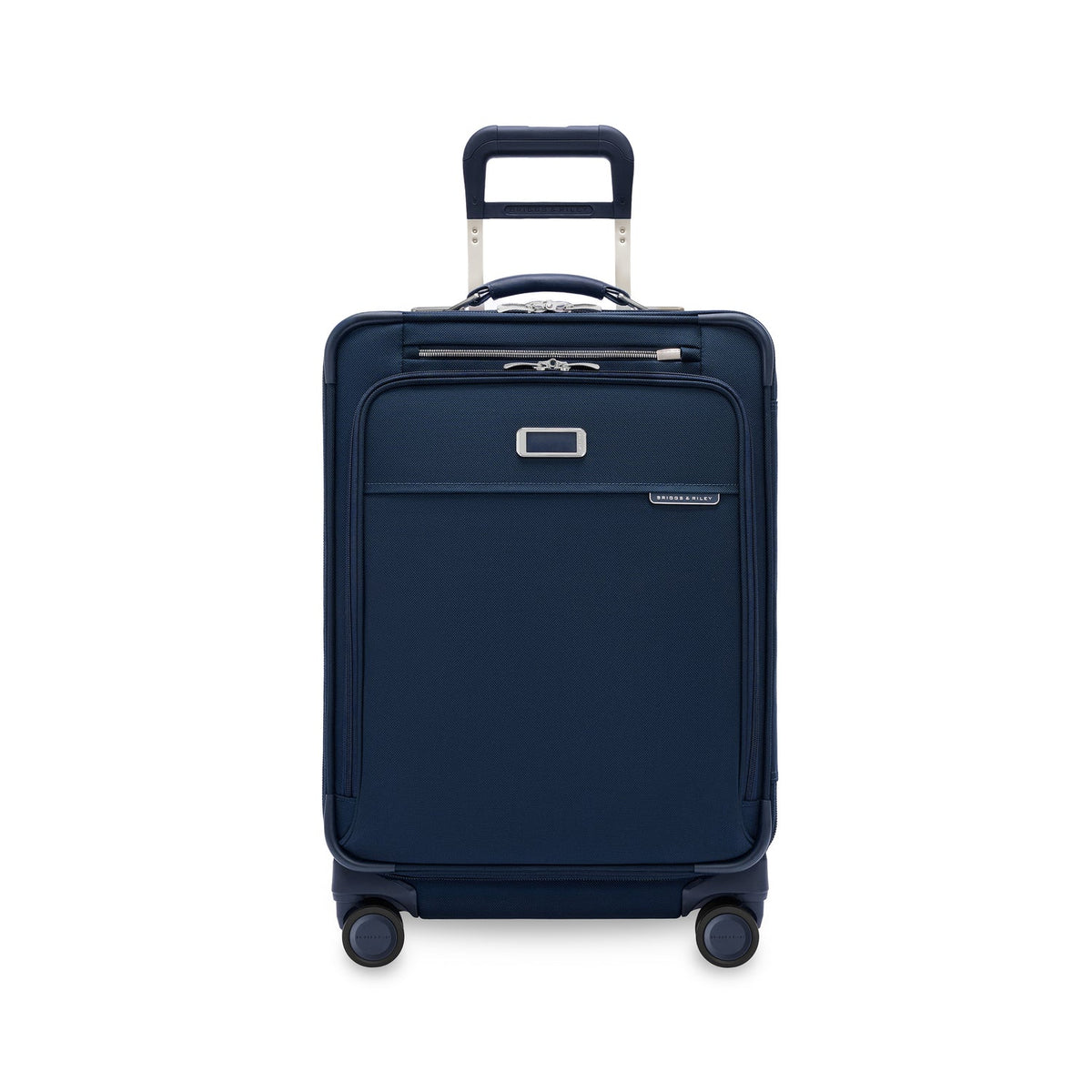 Briggs & Riley Baseline Compact Checked Expandable Spinner in Navy — front view