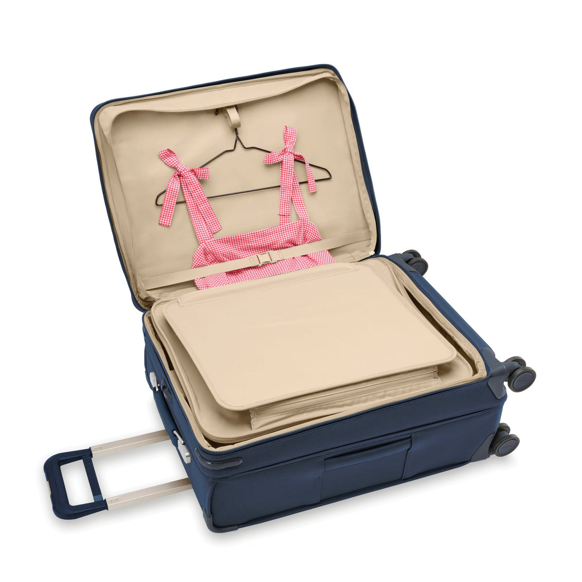 Briggs & Riley Baseline Compact Checked Expandable Spinner in Navy — interior view 4