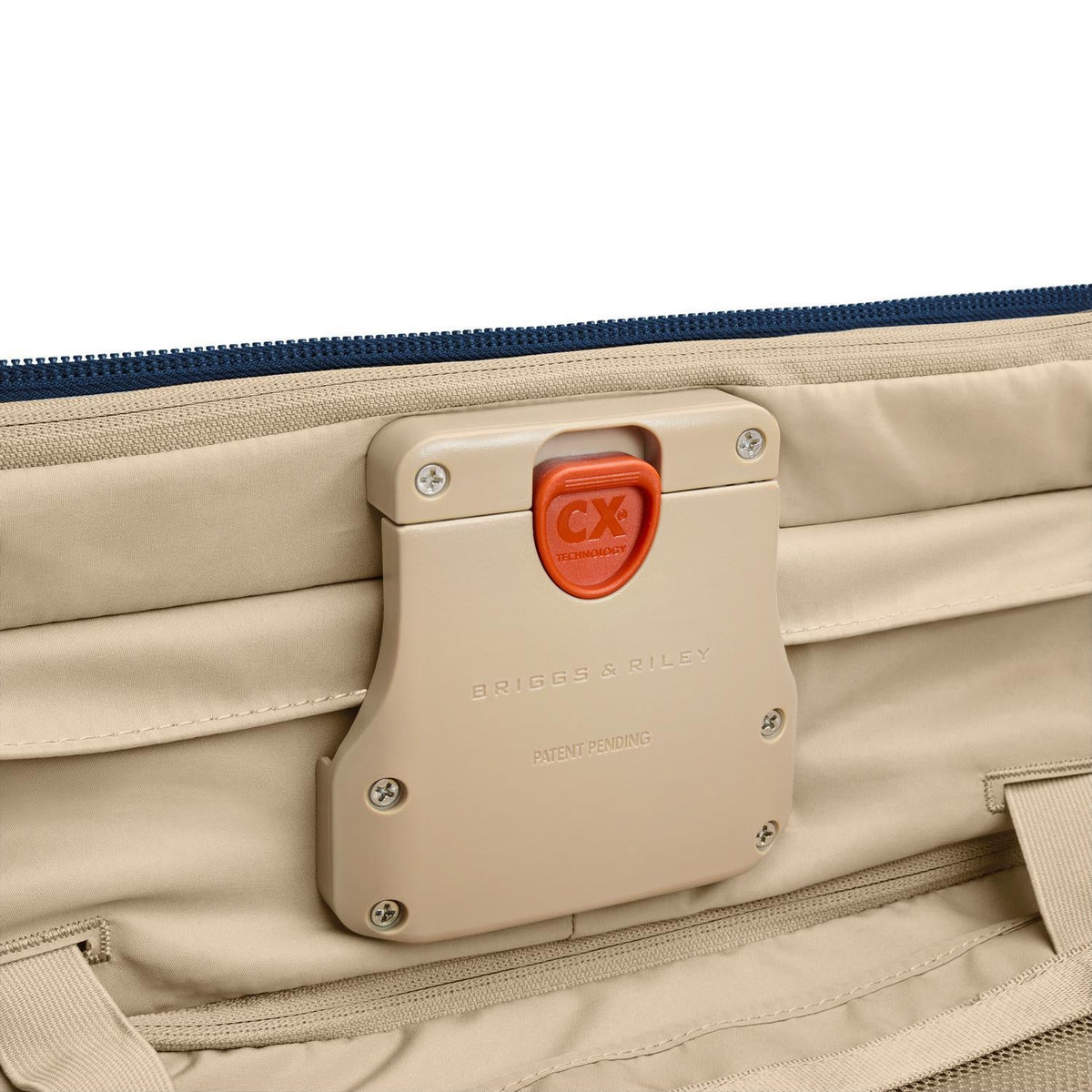 Briggs & Riley Baseline Compact Checked Expandable Spinner in Navy — detail view 4