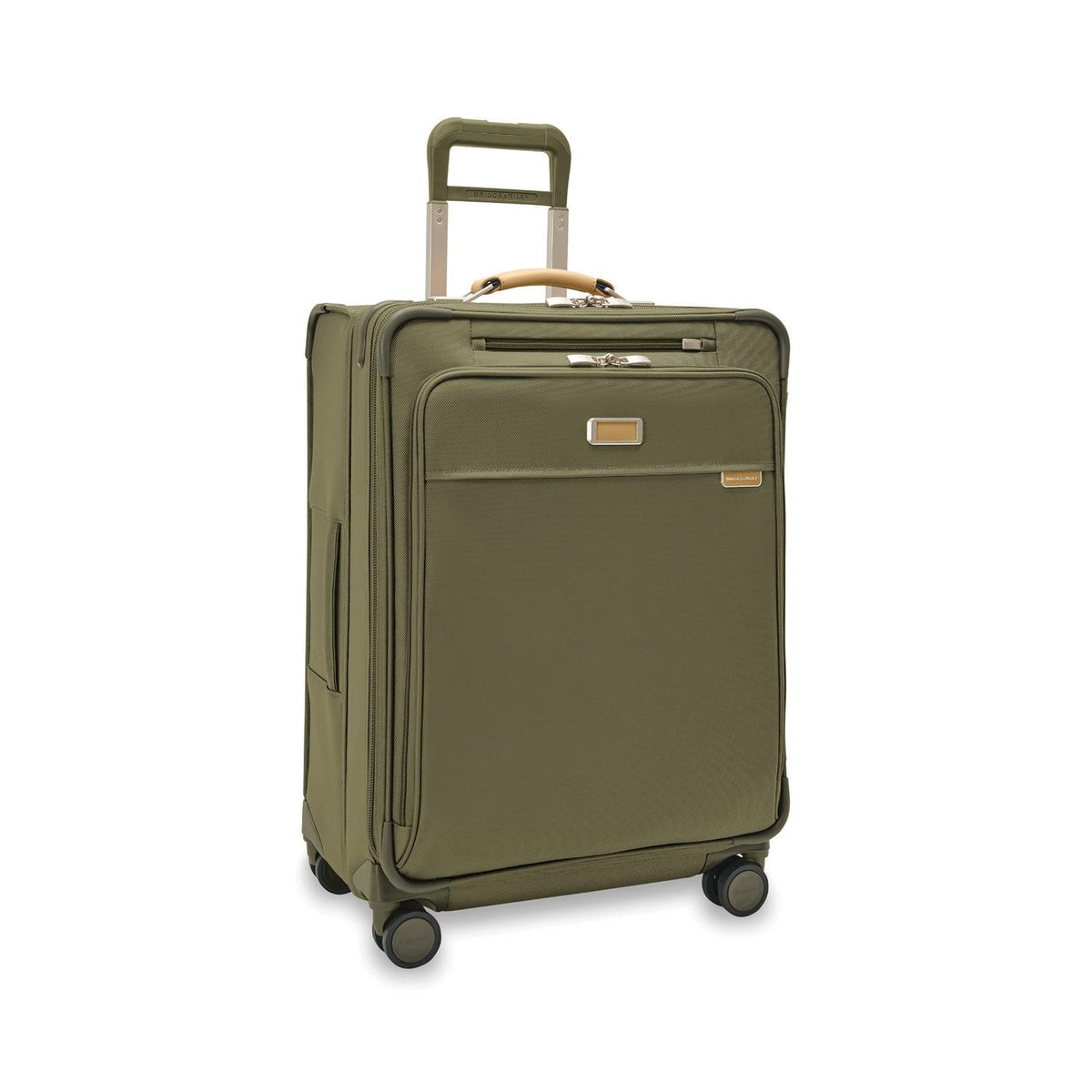 Briggs & Riley Baseline Medium Expandable Spinner in Olive — angle view 2 # color_Olive