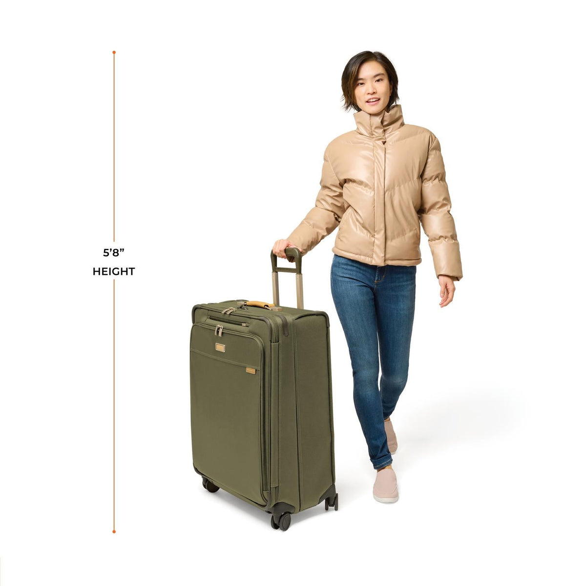 Briggs & Riley Baseline Large Expandable Spinner in Olive — lifestyle