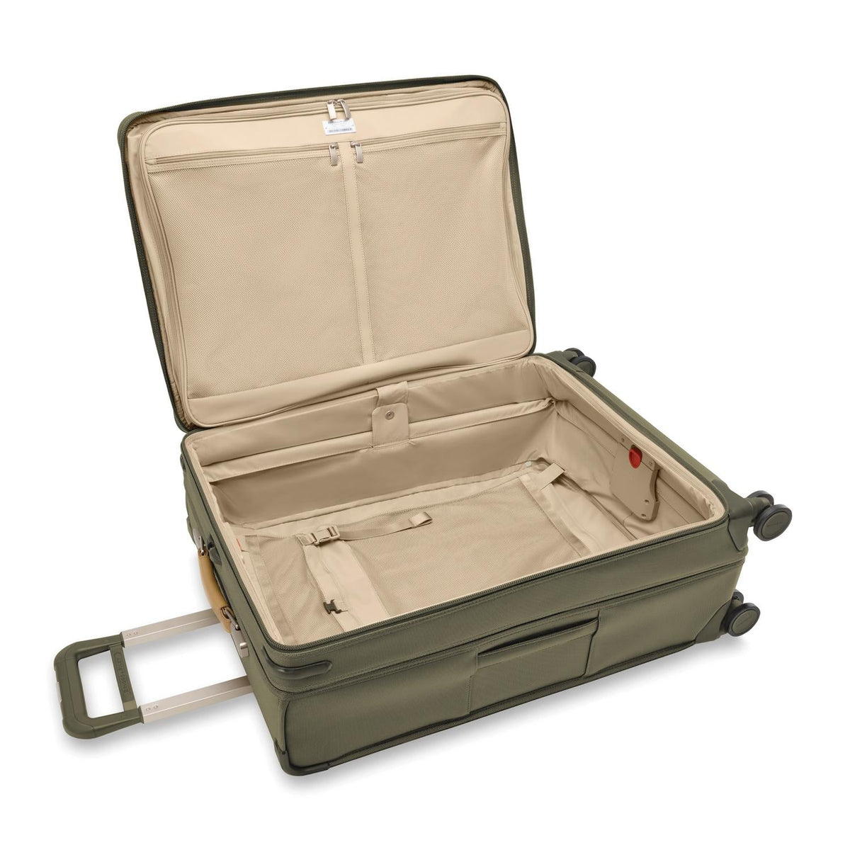 Briggs & Riley Baseline Large Expandable Spinner in Olive — interior view