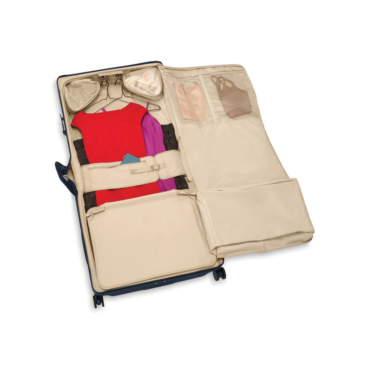 Briggs & Riley Baseline Deluxe Wardrobe Spinner in Navy — interior view 2