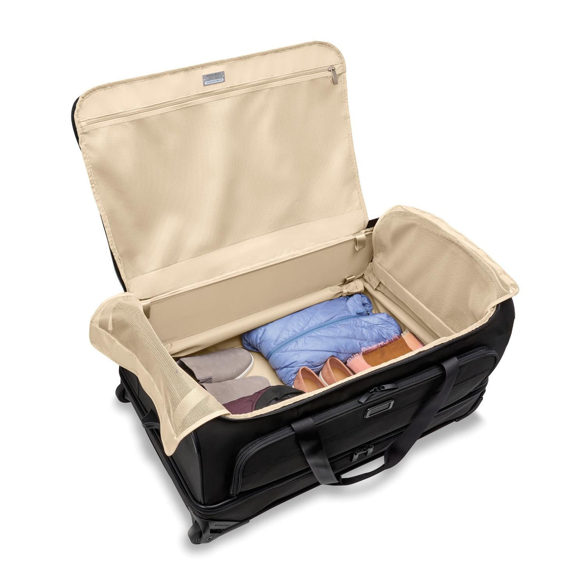 Briggs & Riley Baseline Large 2-Wheel Duffel in Black — interior view 2