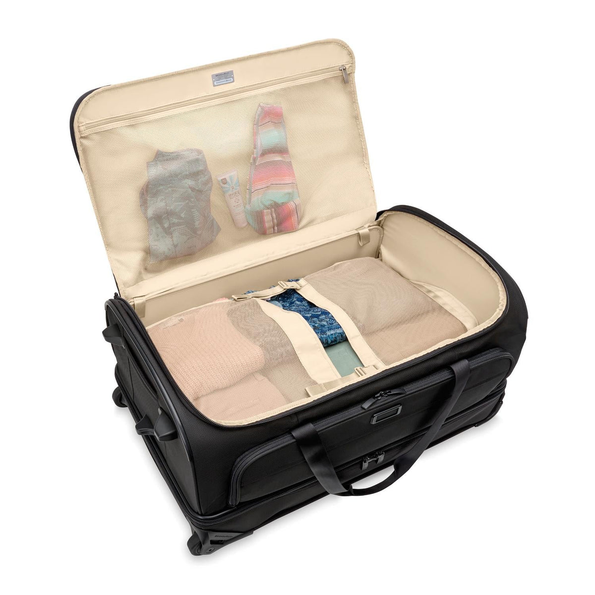 Briggs & Riley Baseline Large 2-Wheel Duffel in Black — interior view 3