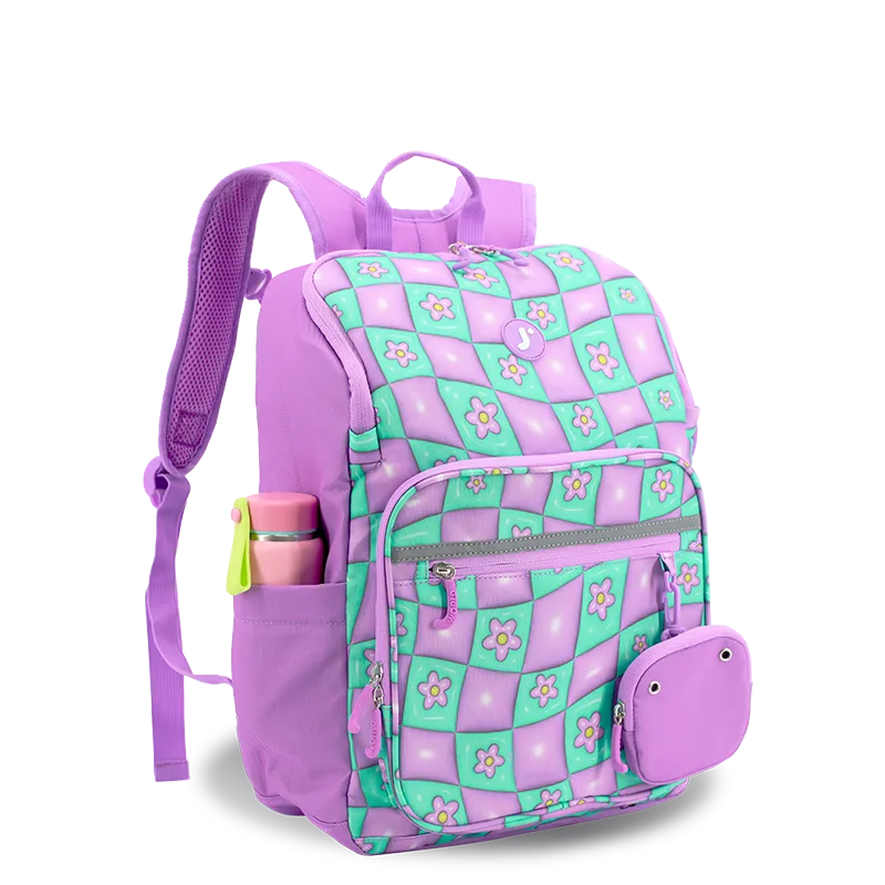 J World Junior Backpack With Lunch Box For School in Puffy Flower — angle view 2 # color_Puffy Flower