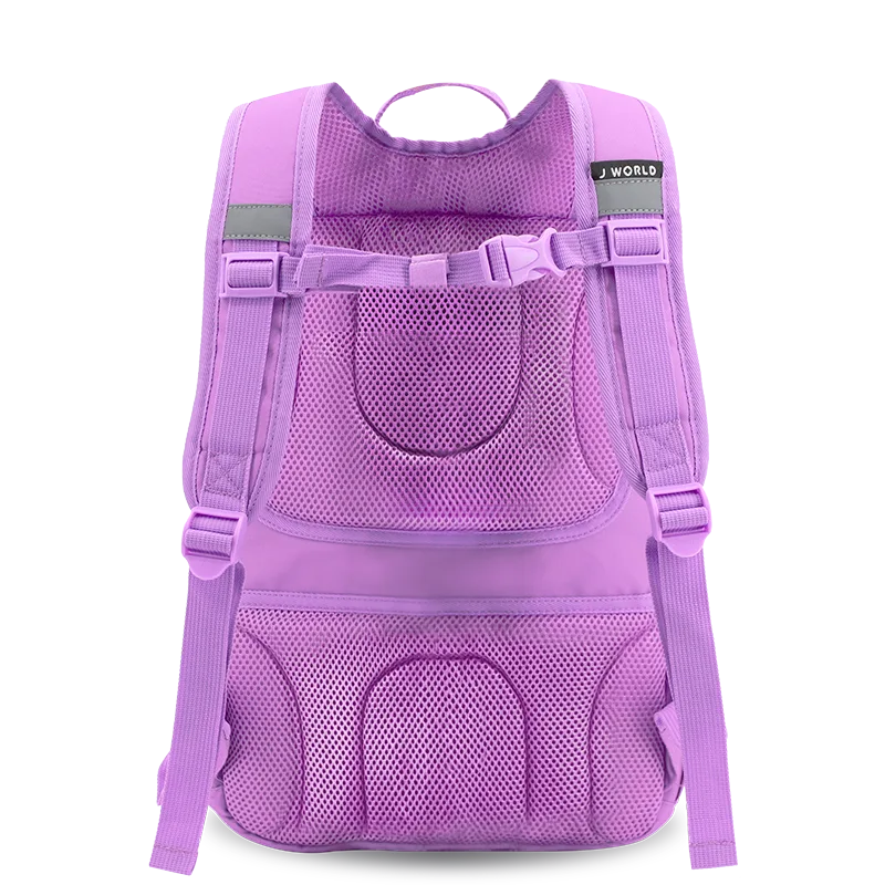 J World Junior Backpack With Lunch Box For School in Puffy Flower — back view # color_Puffy Flower