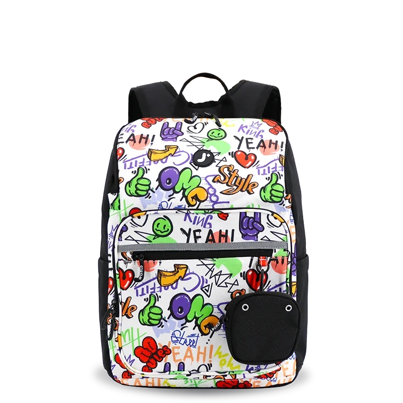 J World Junior Backpack With Lunch Box For School in Street Art — front view 2 # color_Street Art