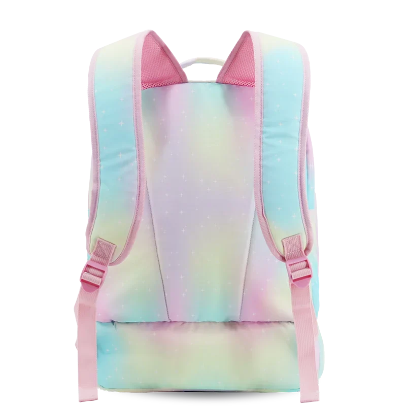 J World Packmate 2-in-1 Backpack With Built-in Lunch Bag in Aurora — back view # color_Aurora