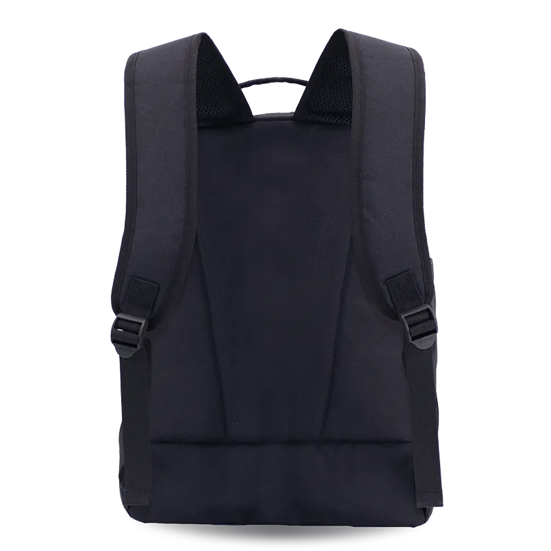 J World Packmate 2-in-1 Backpack With Built-in Lunch Bag in Black — back view # color_Black