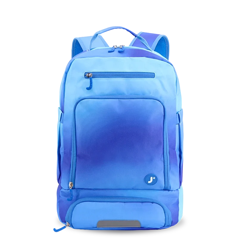 J World Packmate 2-in-1 Backpack With Built-in Lunch Bag in Blue Gradient — front view # color_Blue Gradient