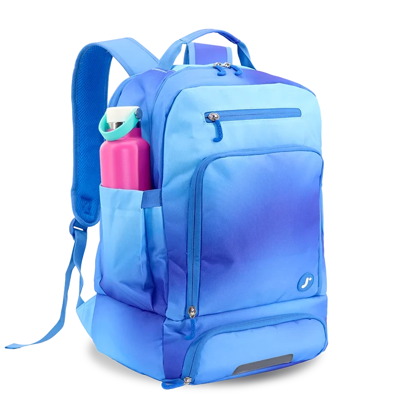 J World Packmate 2-in-1 Backpack With Built-in Lunch Bag in Blue Gradient — angle view 2 # color_Blue Gradient
