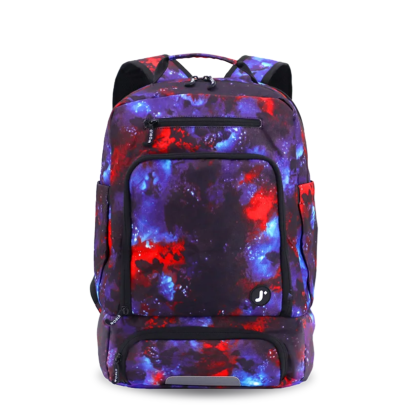 J World Packmate 2-in-1 Backpack With Built-in Lunch Bag in Galaxy — front view 2 # color_Galaxy