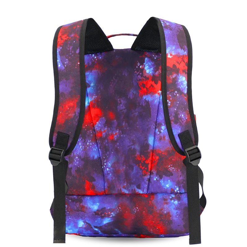 J World Packmate 2-in-1 Backpack With Built-in Lunch Bag in Galaxy — back view # color_Galaxy