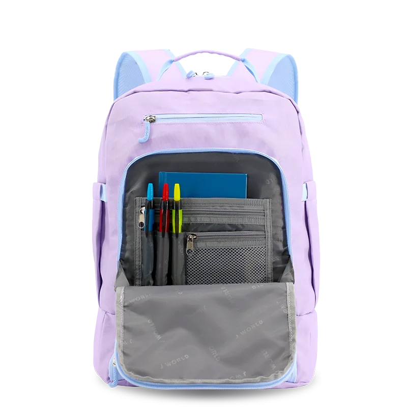 J World Packmate 2-in-1 Backpack With Built-in Lunch Bag in Purple — interior view # color_Purple
