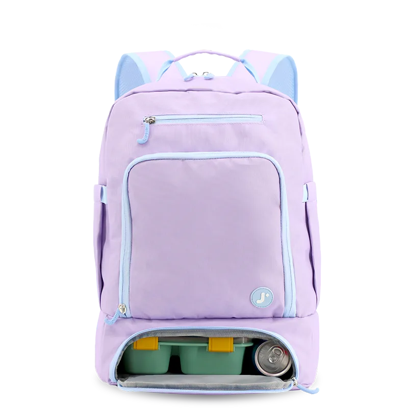 J World Packmate 2-in-1 Backpack With Built-in Lunch Bag in Purple — front view # color_Purple