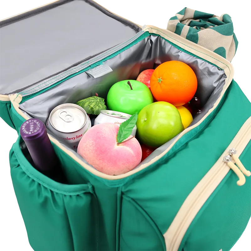 J World Picnic Backpack with Insulated Compartments & Picnic Mat in Green — detail view 2 # color_Green