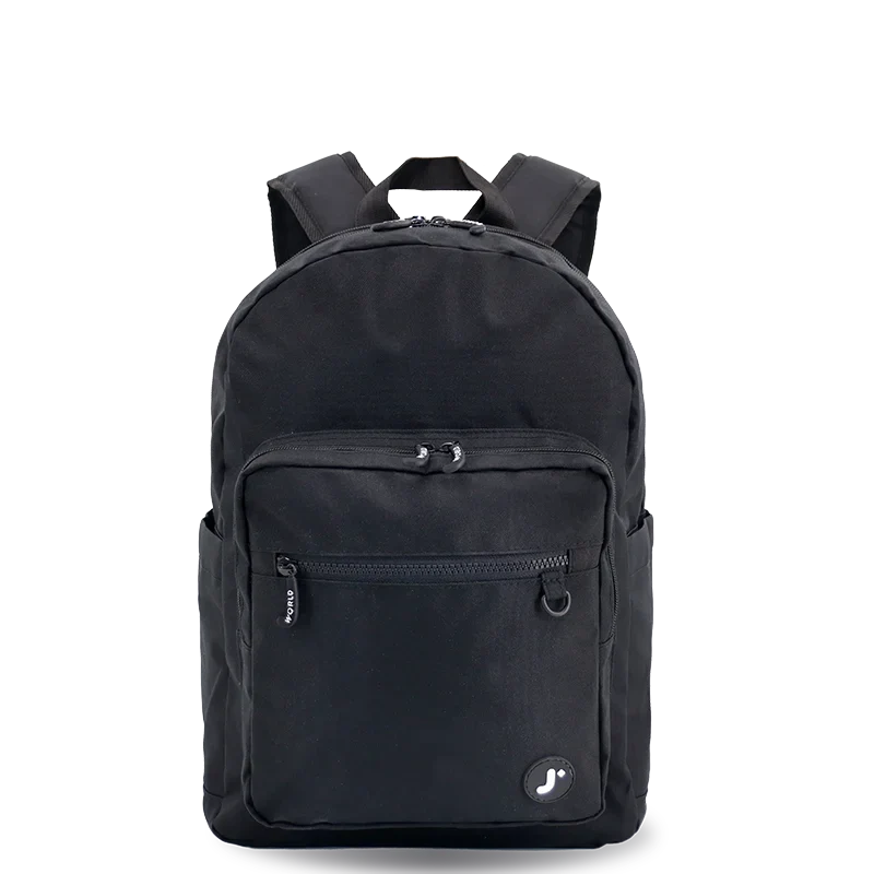 J World Zenpack Jr. Kids Laptop Backpack in Black — front view # color_Black