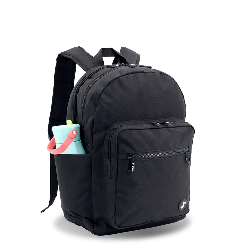 J World Zenpack Jr. Kids Laptop Backpack in Black — angle view 3 # color_Black