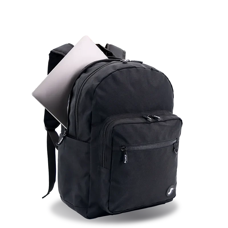 J World Zenpack Jr. Kids Laptop Backpack in Black — interior view # color_Black