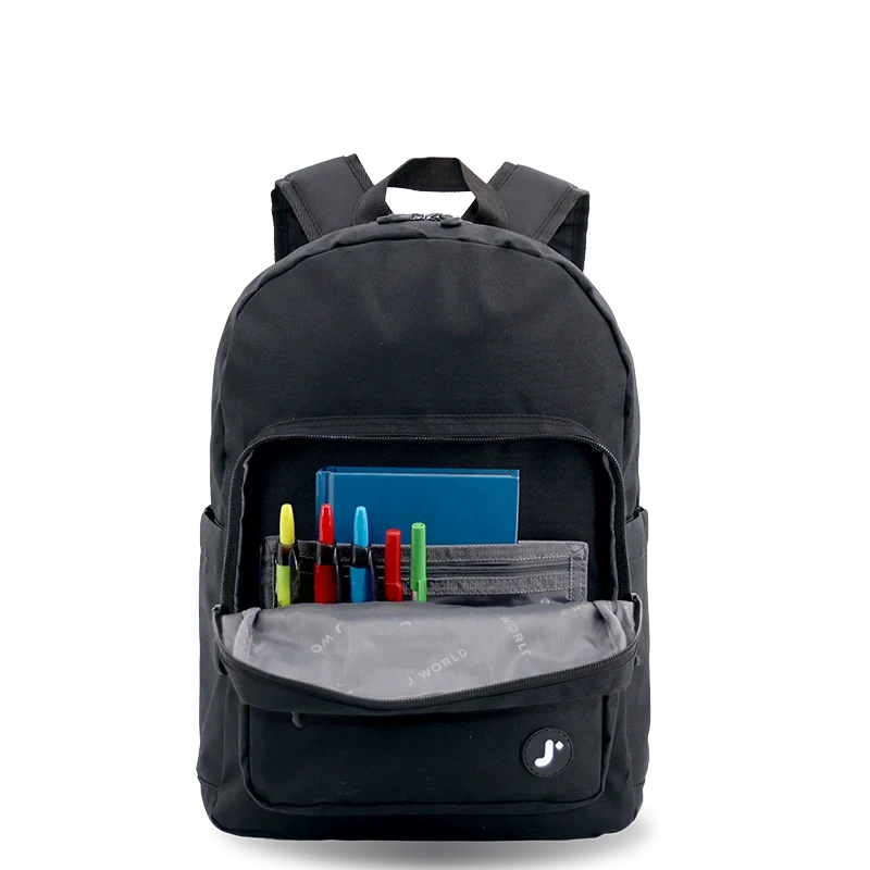 J World Zenpack Jr. Kids Laptop Backpack in Black — detail view # color_Black