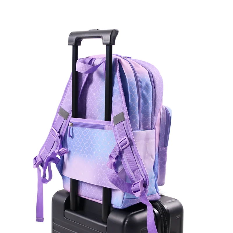 J World Zenpack Jr. Kids Laptop Backpack in Purple Mermaid — back view 2 # color_Purple Mermaid