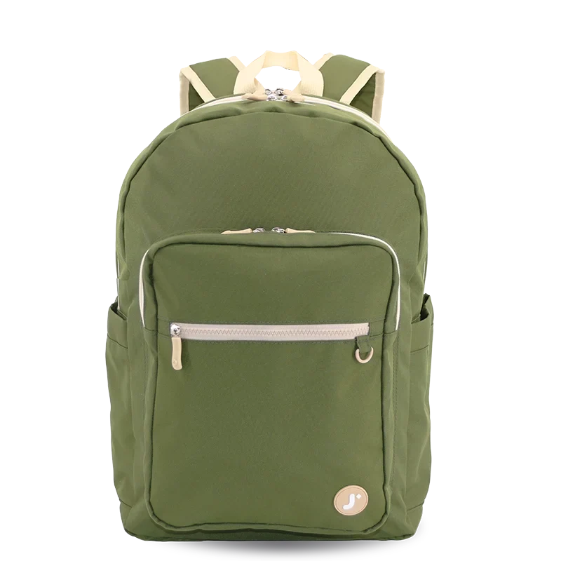 J World Zenpack Laptop Backpack in Olive Green — front view # color_Olive Green