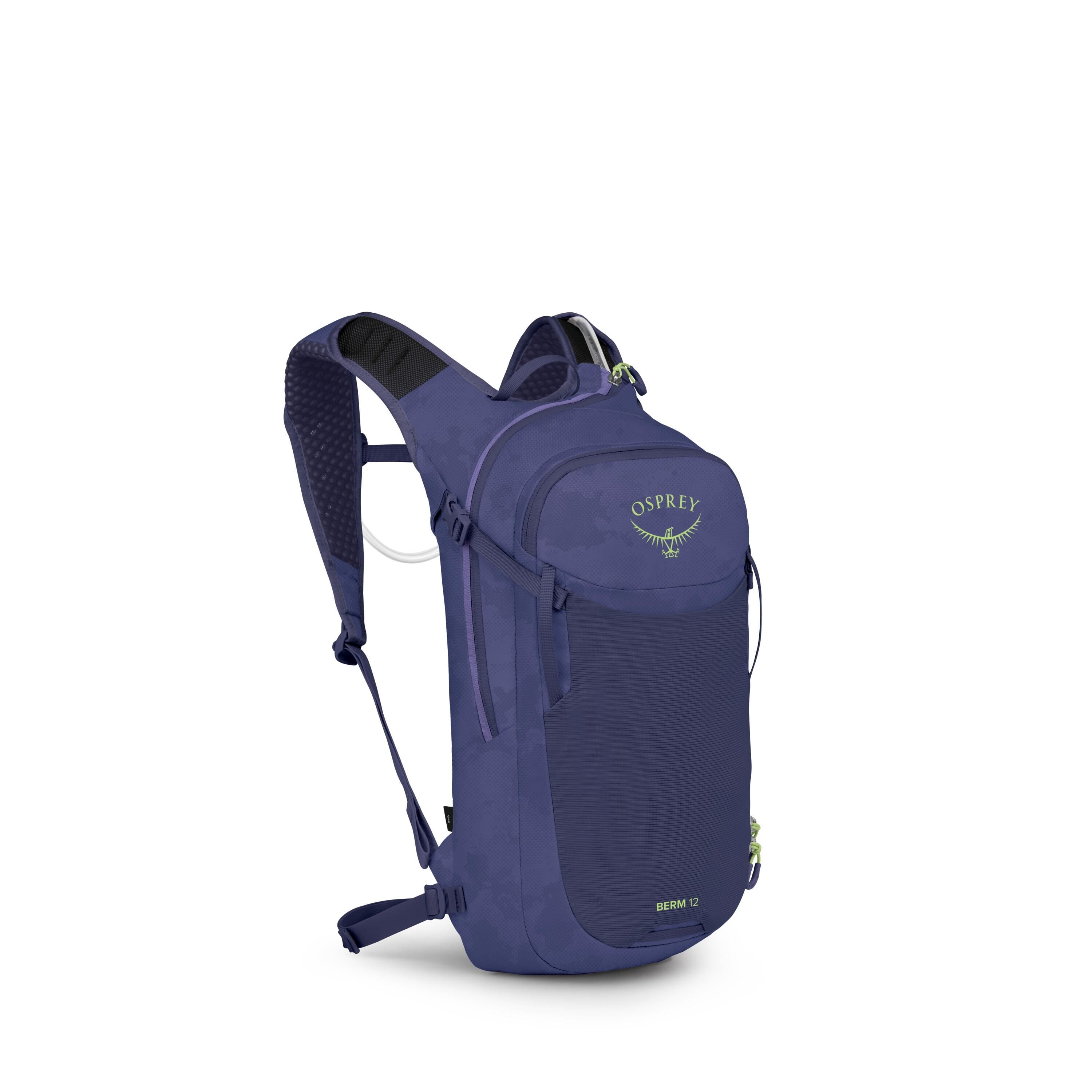 Osprey Berm 12 Bike Hydration Pack 12L in Botswana Purple Dust Print — angle view 2