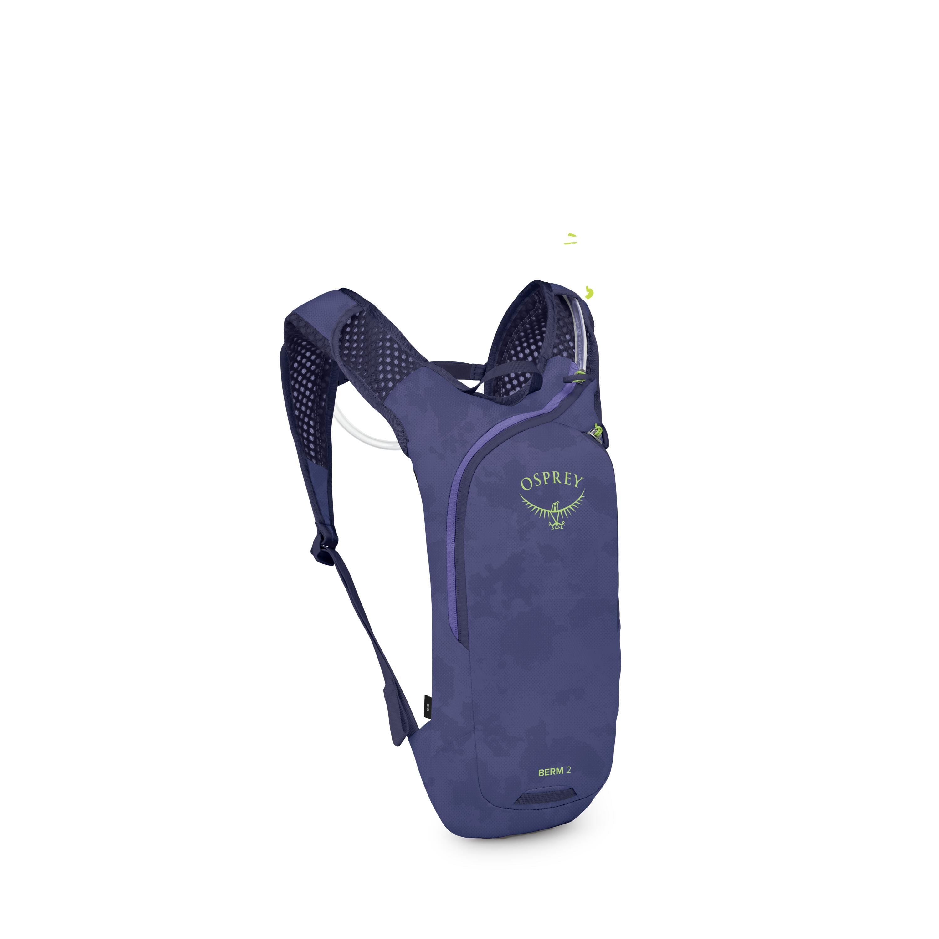 Osprey Berm 2 Bike Hydration Pack 2L in Botswana Purple Dust Print — angle view 2