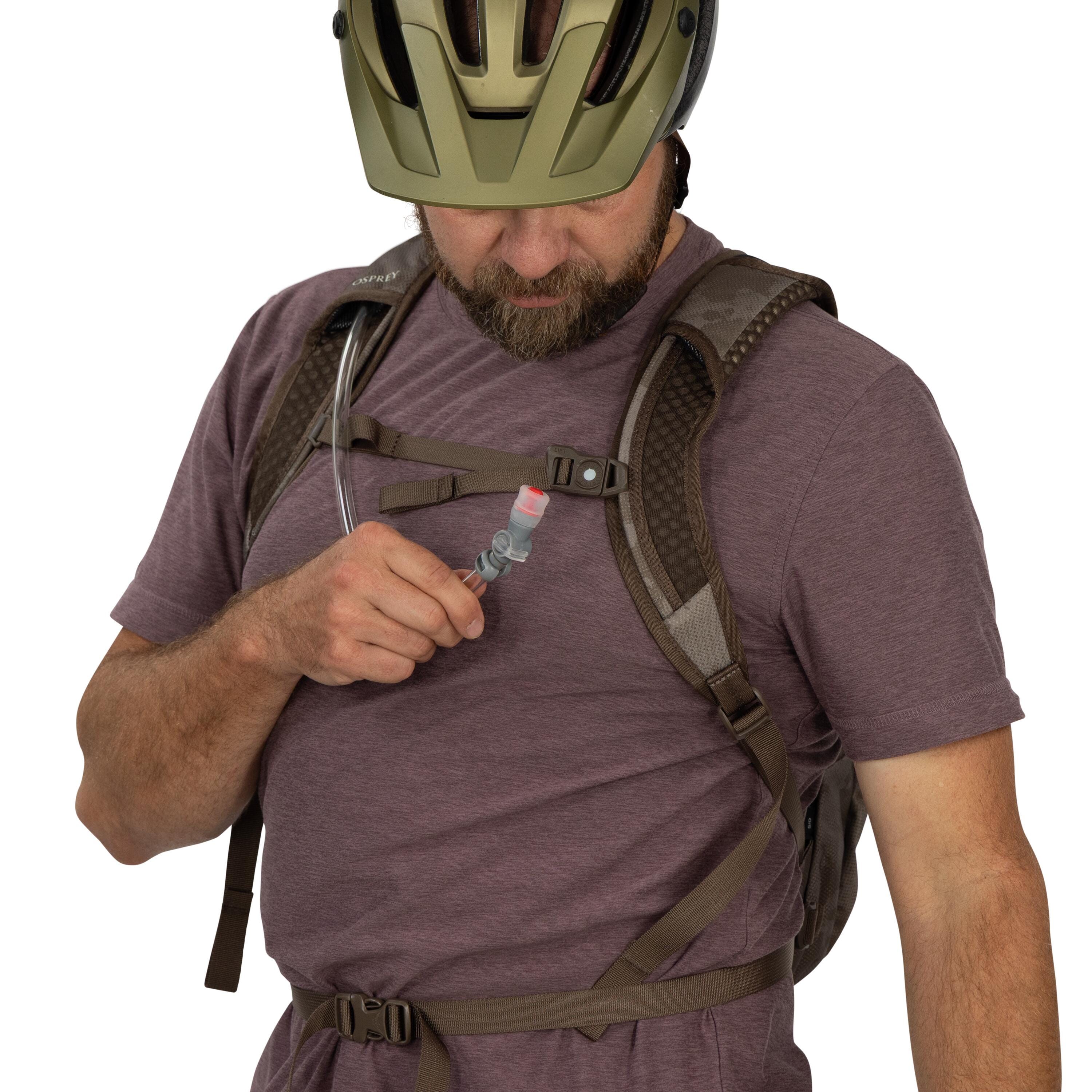 Osprey Berm 8 Bike Hydration Pack 8L in Pediment Grey Dust Print — detail view